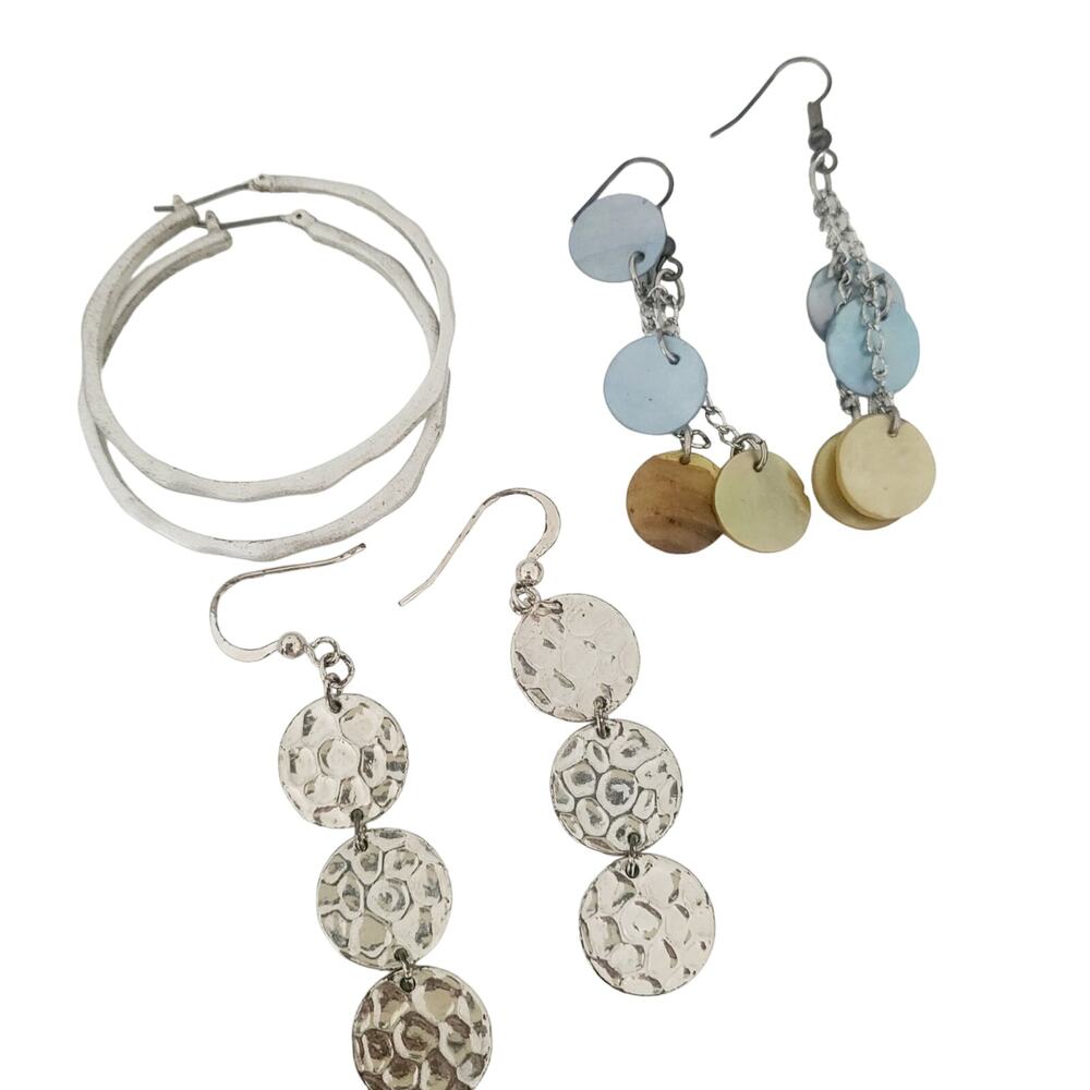 Bundle sliver 3 pairs earrings